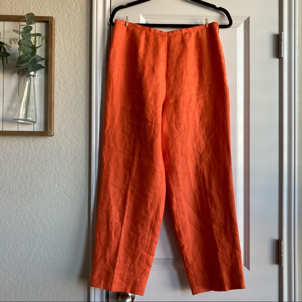 vibrant orange 100% linen Talbots pants